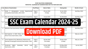 SSC Exam Calendar 2024