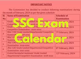 SSC Exam Calendar 2024