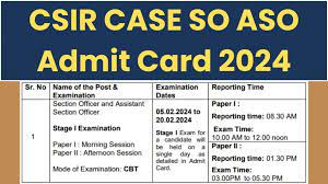 CSIR-CASE Section Officer & Asst Section Officer Exam Date 2024