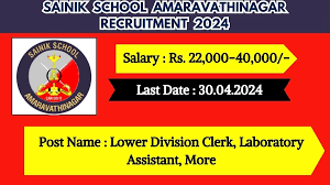 Sainik School Amaravathinagar Jobs 2024