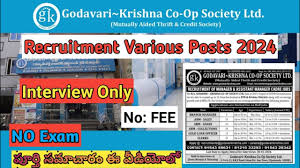 Godavari Krishna Co-operative Society Branch Manager, ABM, Gold Loan Officer & Other Recruitment 2024