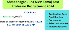 Ahmednagar Jilha Maratha Vidya Prasarak Samaj Asst Professor Recruitment 2024