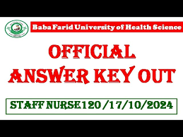 BFUHS Staff Nurse Answer Key 2024