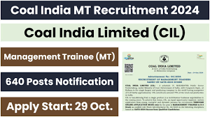 Coal India Ltd Management Trainee Recruitment 2024