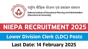 NIEPA Lower Division Clerk Recruitment 2025