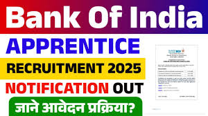 Bank of India Apprentice Recruitment Online Form 2025